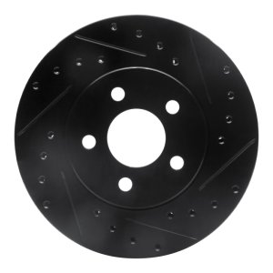 Chrysler Sebring Brake Rotor (1) - Front Right - R1 Concepts - Drilled & Slotted - Black - `95-`00